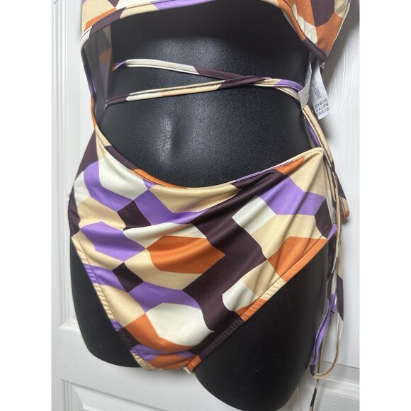 ZARA Geometric print cut out body suit Size L Bathing Suit Beach Pool Tanning - Picture 4 of 13